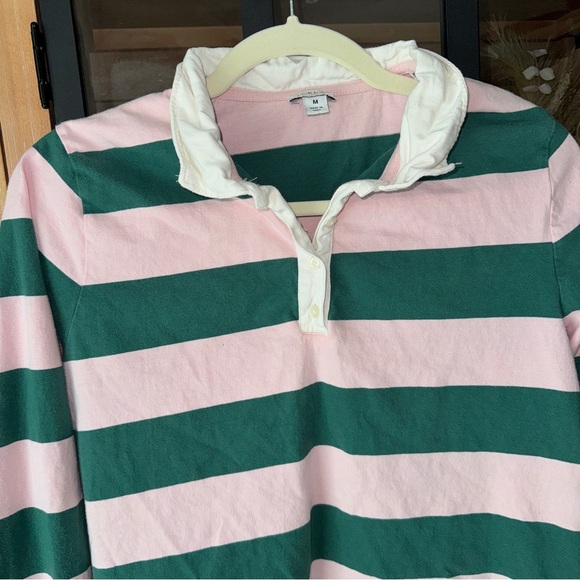 J. Crew long sleeve rugby striped polo shirt collar kelly preppy tee sporty - Picture 7 of 9